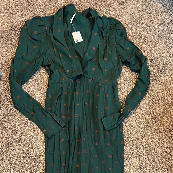 NWT Free People women's jade green star eyes jumpsuit size medium - Picture 2 of 7